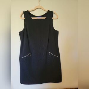 Apt. 9 Shift Dress with Front Zipper Pockets Black Size Petite XL
